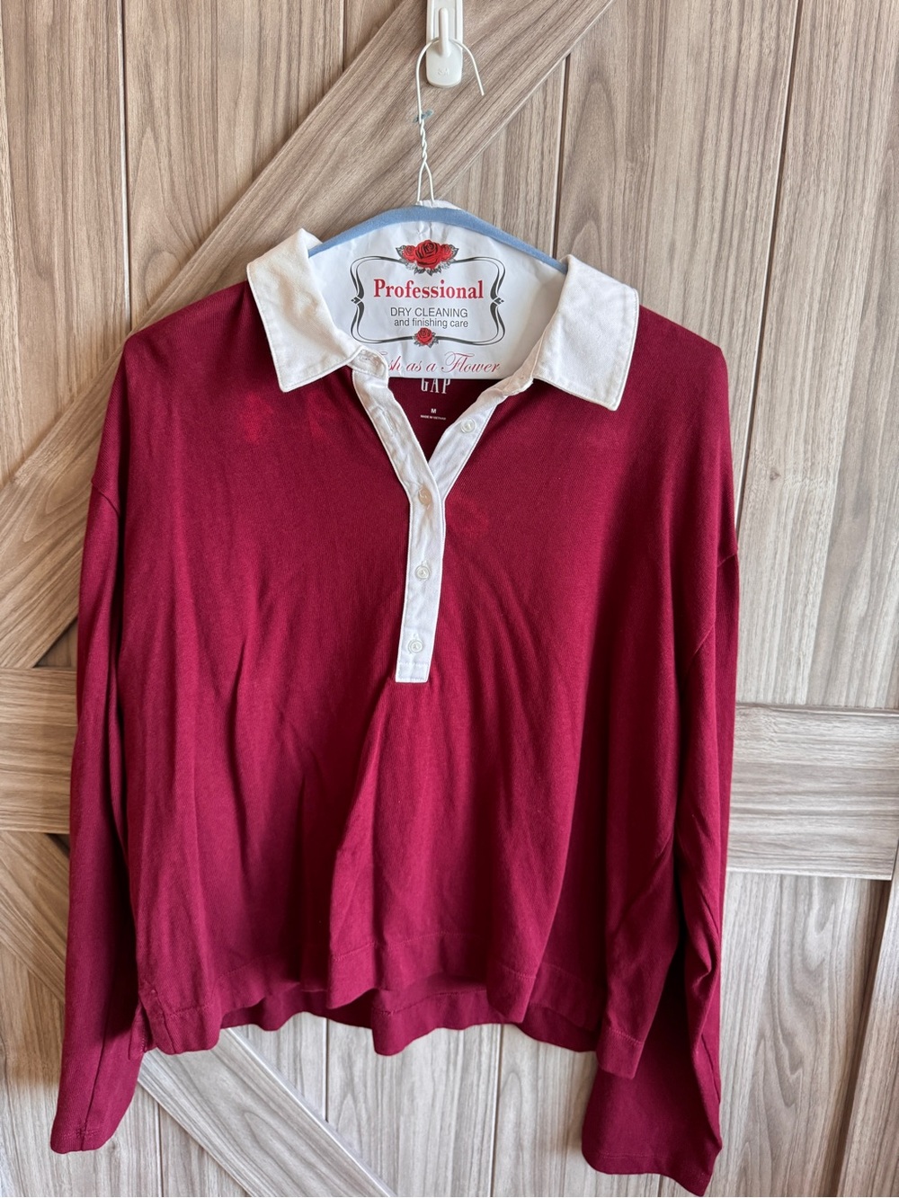 GAP Burgundy Polo with White Collar